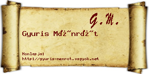 Gyuris Ménrót névjegykártya